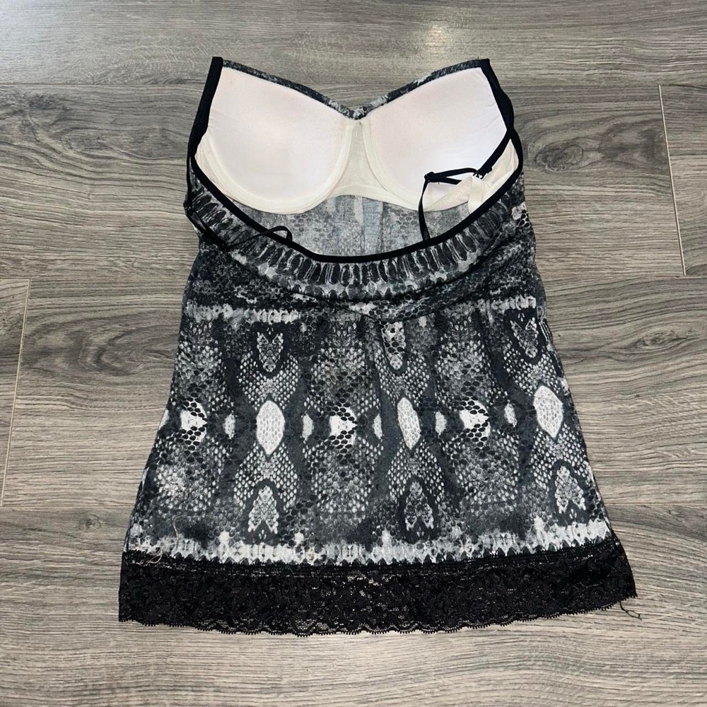 Y2K 2000s Energie black & white snake print lace cami - Picture 3 of 4